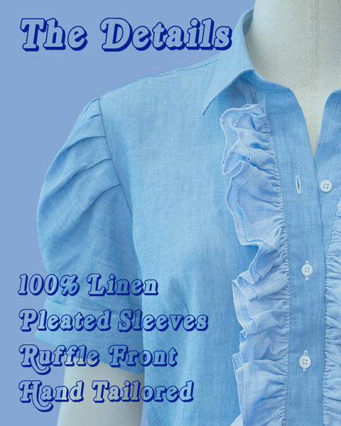 Linen Ruffle Button Down