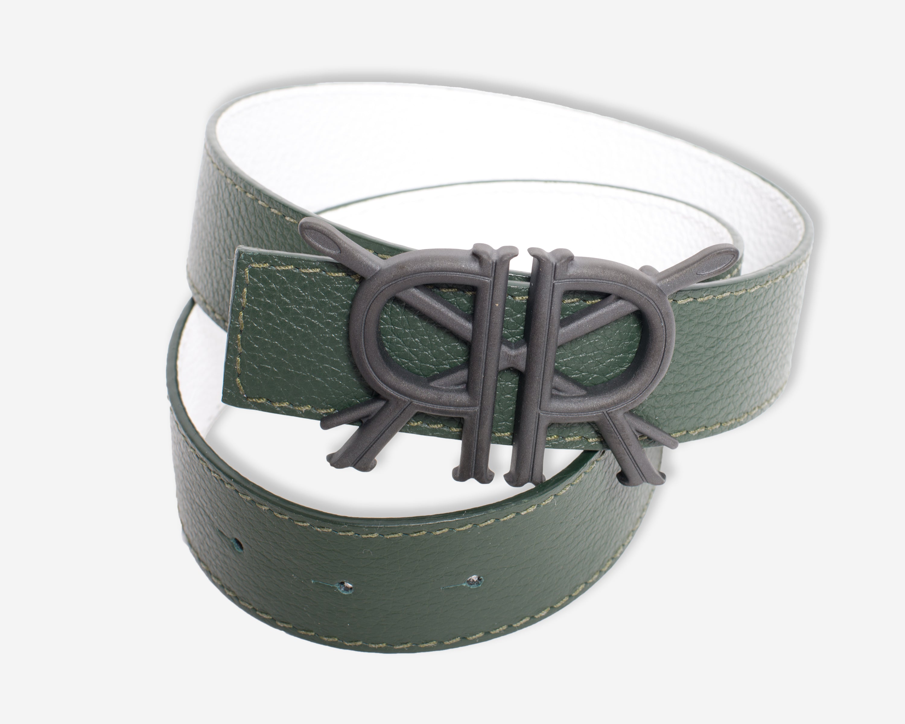 Hunter Green and White Belt Strap with Matte Black Buckle – Double R Brand  - Dallas